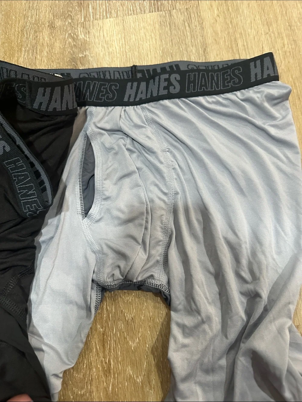Hanes Men's Charcoal and Black Boxer Briefs with Logo Waistband set of 4